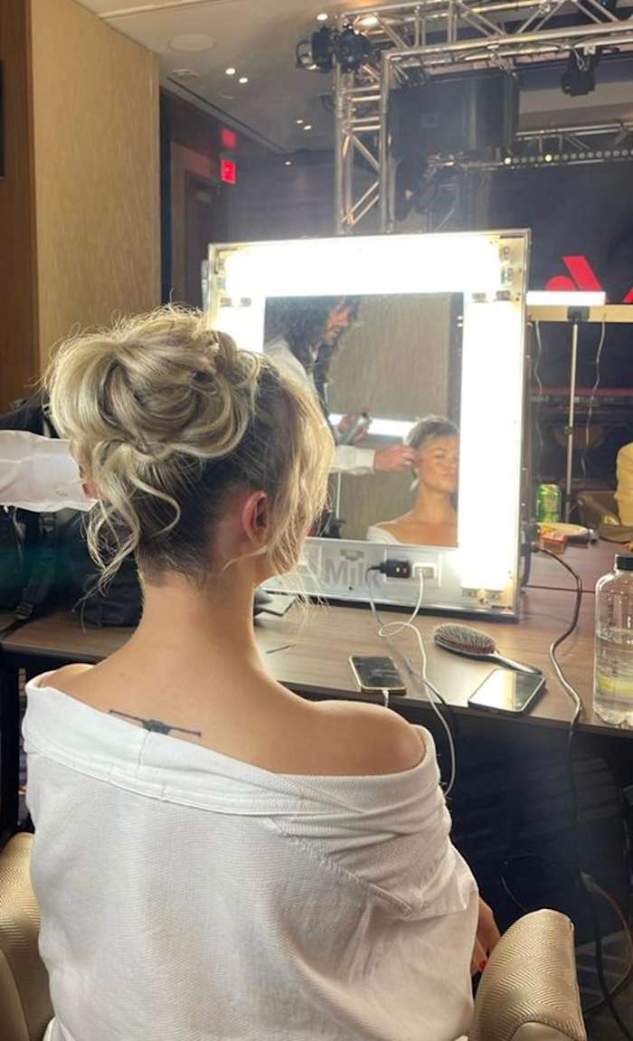 Hailey Clauson wore a soft updo for the SI Swimsuit's 2022 launch party.